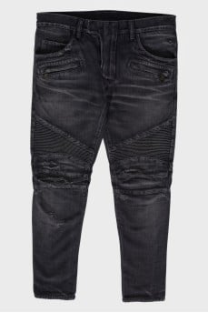 Men's gray ripped jeans