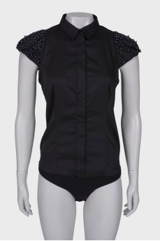 Body blouse with embellished sleeves
