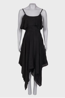 Silk asymmetrical dress with straps