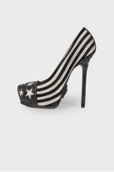 Black and white shoes with rhinestones