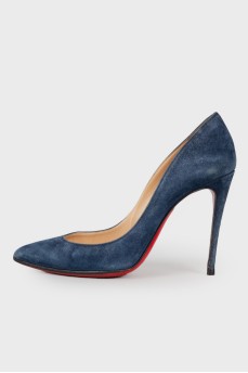 Blue suede pumps
