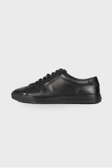Black leather sneakers