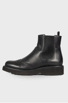 Perforated leather boots
