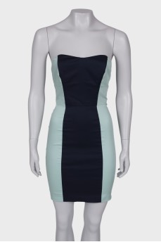 Two tone bandeau dress with tag