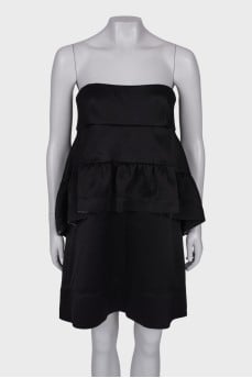 Black ruffled bandeau dress