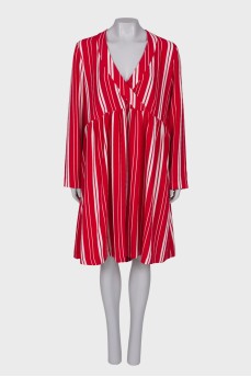 Red dress with white stripes