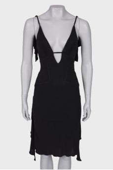 Black midi dress with frills
