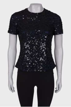 Navy T-shirt with sequins