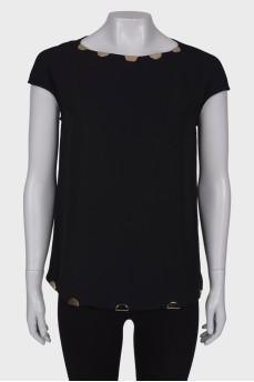 Black T-shirt with gold trim