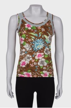 Brown top in floral print