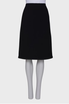 Straight black wool skirt