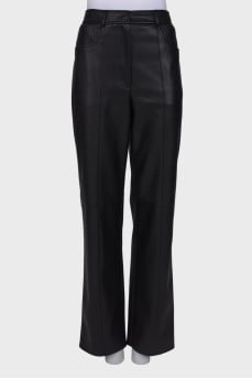 Black eco-leather trousers
