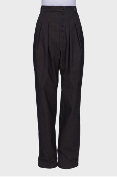 High-waisted striped trousers