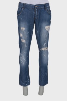 Ripped effect jeans for men
