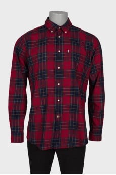Men's burgundy checked shirt