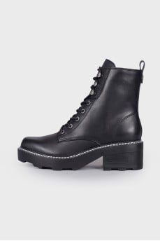 Leather boots with silver hardware