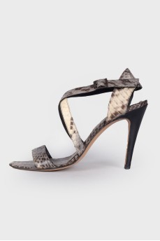 Sandals with snakeskin effect