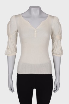 Milk T-shirt with lantern sleeve