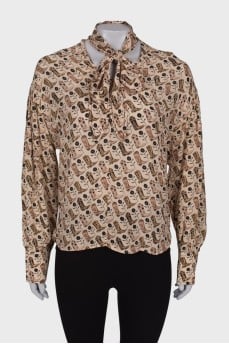 Tie print blouse