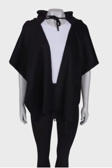 Hooded wool cape