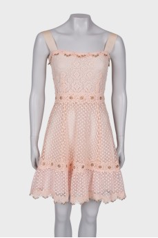 Pink openwork dress with eyelets