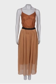 Mustard maxi dress with straps