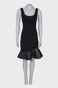 Black dress with eco leather bottom