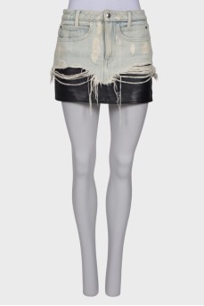 Leather combi skirt with jeans