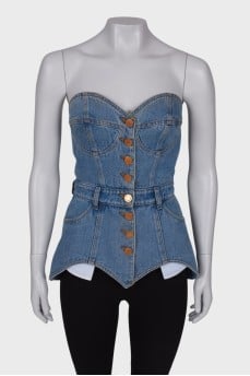 Blue denim corset