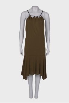 Dark green ruffled dress