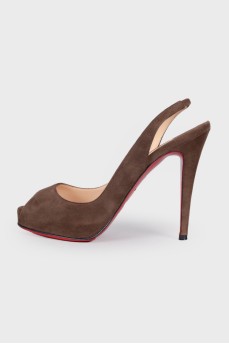 Dark brown suede pumps
