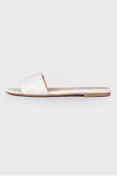 Embossed leather slippers