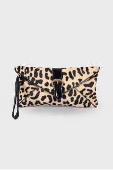 Pony leather clutch
