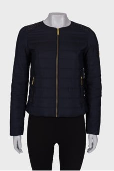 Blue jacket with gold hardware