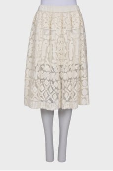 White midi skirt with embroidery