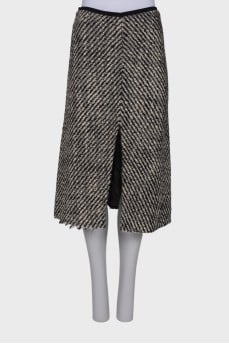 Tweed slit skirt