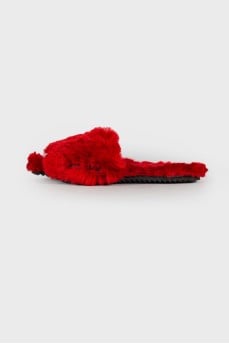 Slippers with red fur
