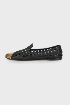 Mesh ballerinas with golden cape