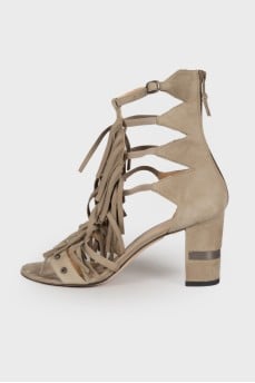 Gray sandals with fringes