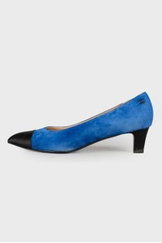 Suede mid-heel pumps