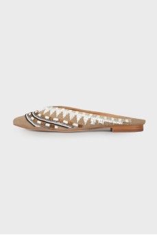 Suede mules with beads