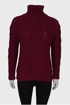 Burgundy chunky knit sweater
