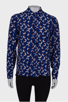 Silk blue printed shirt
