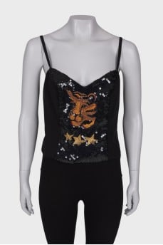 Top with sequins and embroidery