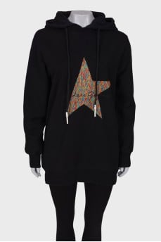 Long embroidered hoodie
