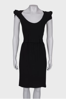Black dress with drapery on the shoulders