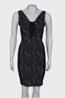 Dress with embroidered pattern with tag