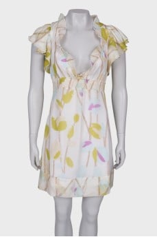 V-neck silk dress