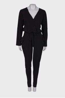 Jumpsuit with rhinestones on the shoulders