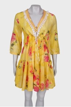 Yellow print dress